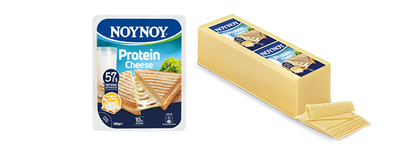 ΝΟΥΝΟΥ Protein Cheese. Κίτρινο τυρί σε φέτες και φραντζόλα, πλούσιο σε πρωτεΐνη από φρέσκο αγελαδινό γάλα χαμηλών λιπαρών.