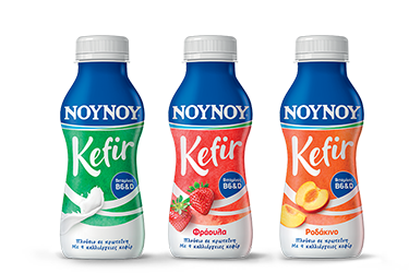 ΝΟΥΝΟΥ Kefir 300 ml σε τρεις γεύσεις: λευκό, φράουλα, ροδάκινο 